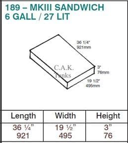 [117857] 189 - MKIII SANDWICH - 27 Litre [6 Gallon] Water Tank  -  CAK-189