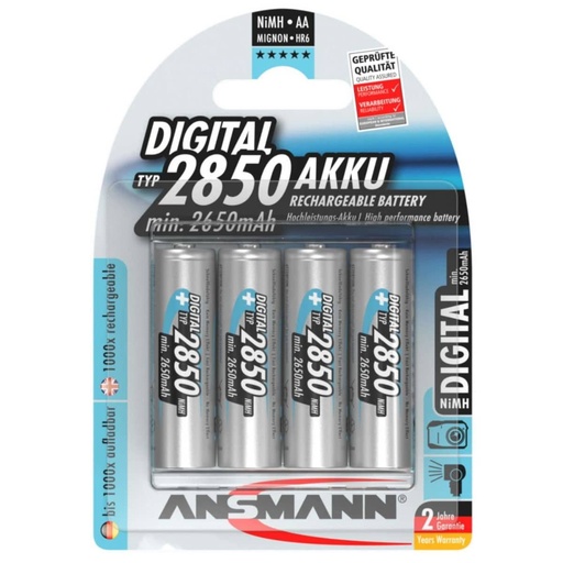 [117881] Ansmann Rechargeable Batteries AA 2850mAh NIMH x4  -  ANS2850AA-B4