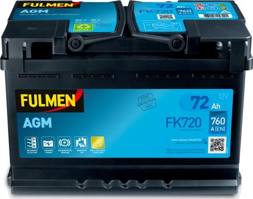 [119139] Fulmen AGM Start-Stop FK720 096 72ah 760cca - FK720 - ( FK700 ) 