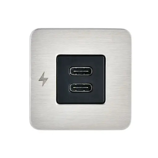 [119785] Scanstrut TILE - USB-C / USB-C Interiors Charging Socket 12/24V - Brushed Stainless Bezel SC-TILE-21